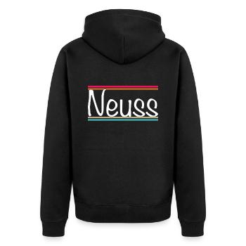 Neuss - Unisex Premium Bio Zip Hoodie - Schwarz - Hinten - Nico (187cm)