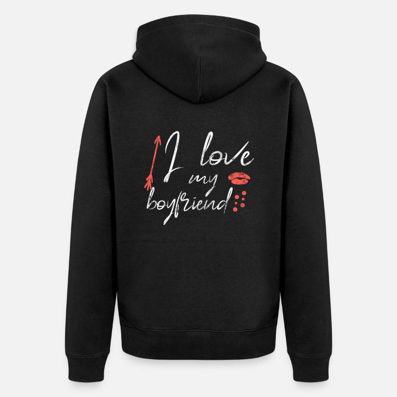 J’aime mon petit ami - Veste à capuche bio Premium Unisexe - noir