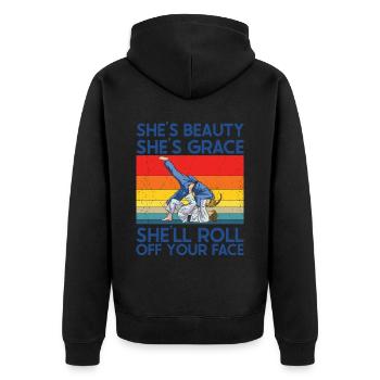 Jiu Jitsu - Unisex Premium Bio Zip Hoodie - Schwarz - Hinten - Nico (187cm)