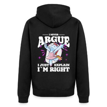 I'm not arguing, I'm just explaining why - Unisex Premium Organic Zip Hoodie - black - Back - Nico (187cm)