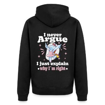 I'm not arguing, I'm just explaining why - Unisex Premium Organic Zip Hoodie - black - Back - Nico (187cm)