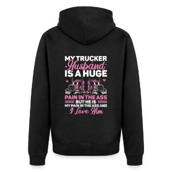 Femme de camionneur Femme chauffeur de camion Petite amie - Veste à capuche bio Premium Unisexe - noir - Dos - Nico (187cm)