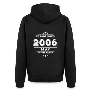 Geburtstag im Mai 2006 - May - Unisex Premium Bio Zip Hoodie - Schwarz - Hinten - Nico (187cm)