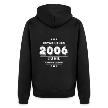 Geburtstag im Juni 2006 - June - Unisex Premium Bio Zip Hoodie - Schwarz - Hinten - Nico (187cm)