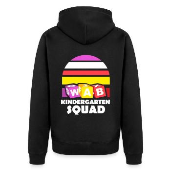 Kindergarten Squad Humor Sprüche Süß Kinder - Unisex Premium Bio Zip Hoodie - Schwarz - Hinten - Nico (187cm)