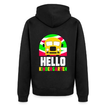Hello Kindergarten Sayings Sweet Children Humor - Unisex Premium Organic Zip Hoodie - black - Back - Nico (187cm)