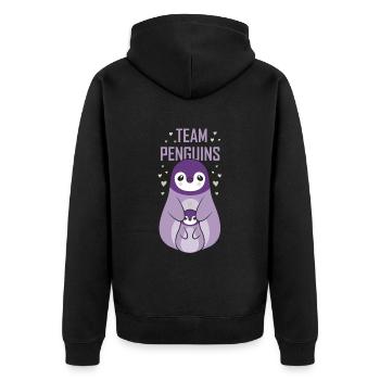 Team Pinguine Süß Tier Pinguin Liebhaber - Unisex Premium Bio Zip Hoodie - Schwarz - Hinten - Nico (187cm)