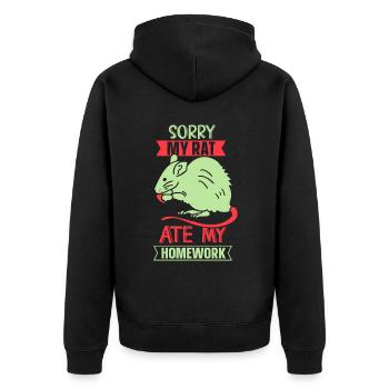 My rat ate my homework animal - Unisex Premium Organic Zip Hoodie - black - Back - Nico (187cm)