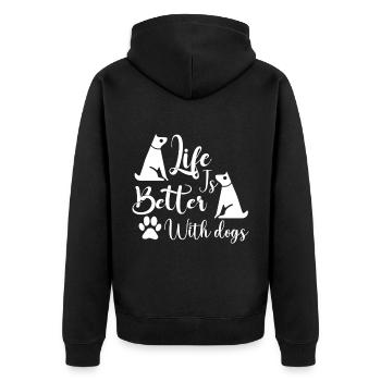 Life is better with dogs - Dogs and Paw - Unisex Premium Organic Zip Hoodie - black - Back - Nico (187cm)