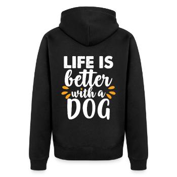 Life is better with a dog - Unisex Premium Organic Zip Hoodie - black - Back - Nico (187cm)