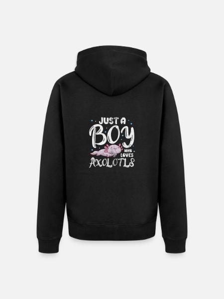 Axolotl Wassertier Wasser Geschenk - Unisex Premium Bio Zip Hoodie - Schwarz