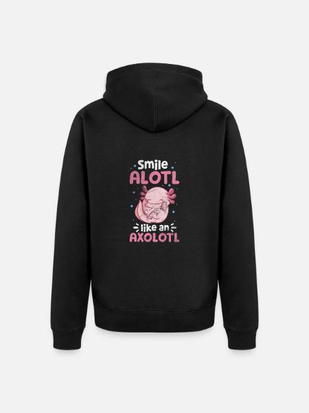 Axolotl Wassertier Wasser Geschenk - Unisex Premium Bio Zip Hoodie - Schwarz