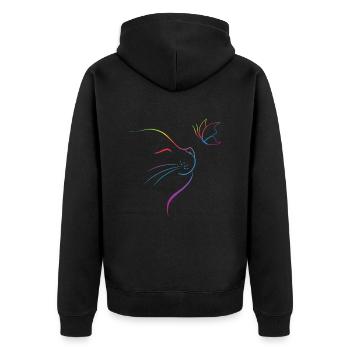 Cat Line Art With Butterfly Cat - Unisex Premium Bio Zip Hoodie - Schwarz - Hinten - Nico (187cm)