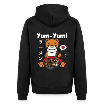 Japon Anime Weasel Ramen Noodles Manga Kawaii - Veste à capuche bio Premium Unisexe - noir - Dos - Nico (187cm)
