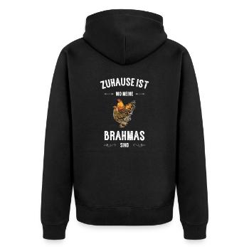 Brahma Hühner I Chicken Geflügel Motiv für - Unisex Premium Bio Zip Hoodie - Schwarz - Hinten - Nico (187cm)