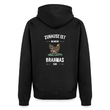 Brahma Hühner I Chicken Geflügel Motiv für - Unisex Premium Bio Zip Hoodie - Schwarz - Hinten - Nico (187cm)