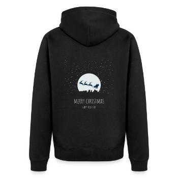 Santa Claus flies in a sleigh - Unisex Premium Organic Zip Hoodie - black - Back - Nico (187cm)