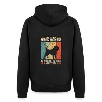 Das ist ein Griffon Belge Ding - Unisex Premium Bio Zip Hoodie - Schwarz - Hinten - Nico (187cm)