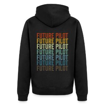 Zukünftiger Pilot Flugzeugpilot Luftfahrt - Unisex Premium Bio Zip Hoodie - Schwarz - Hinten - Nico (187cm)