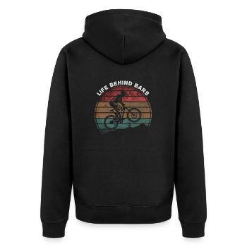 Life Behind Bars Fun Mountain Bike - Unisex Premium Organic Zip Hoodie - black - Back - Nico (187cm)