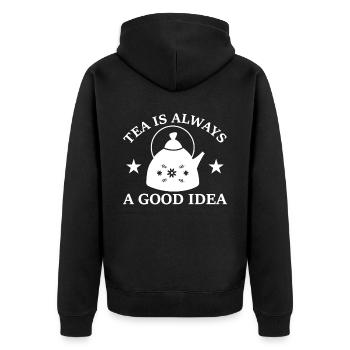 Tea Drinker Gift Cup Tea Lover - Unisex Premium Organic Zip Hoodie - black - Back - Nico (187cm)