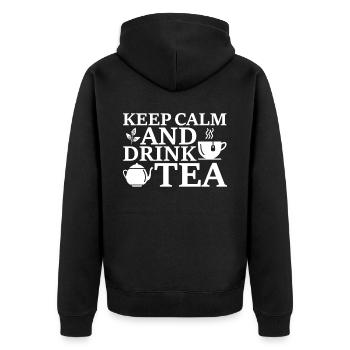 Teetrinker Geschenk Tasse Tee Liebhaber - Unisex Premium Bio Zip Hoodie - Schwarz - Hinten - Nico (187cm)