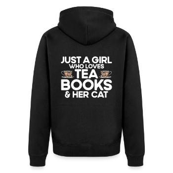 Teetrinker Geschenk Tasse Tee Liebhaber - Unisex Premium Bio Zip Hoodie - Schwarz - Hinten - Nico (187cm)
