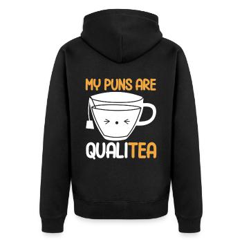 Teetrinker Geschenk Tasse Tee Liebhaber - Unisex Premium Bio Zip Hoodie - Schwarz - Hinten - Nico (187cm)