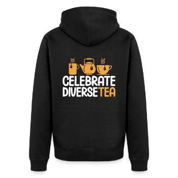 Teetrinker Geschenk Tasse Tee Liebhaber - Unisex Premium Bio Zip Hoodie - Schwarz - Hinten - Nico (187cm)