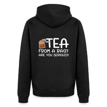 Teetrinker Geschenk Tasse Tee Liebhaber - Unisex Premium Bio Zip Hoodie - Schwarz - Hinten - Nico (187cm)