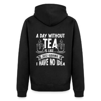 Tea Drinker Gift Cup Tea Lover - Unisex Premium Organic Zip Hoodie - black - Back - Nico (187cm)