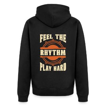 Snare Drum Feel The Rhythm Marching Band Drummer - Unisex Premium Bio Zip Hoodie - Schwarz - Hinten - Nico (187cm)
