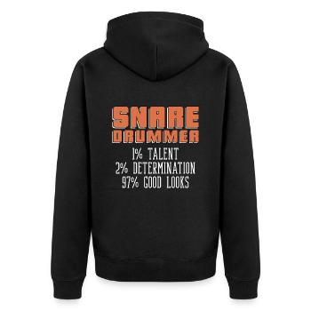 Snare Drummer 1% Talent 2% Determination Drum Line - Unisex Premium Organic Zip Hoodie - black - Back - Nico (187cm)