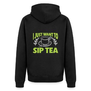 Teetrinker Geschenk Tasse Tee Liebhaber - Unisex Premium Bio Zip Hoodie - Schwarz - Hinten - Nico (187cm)