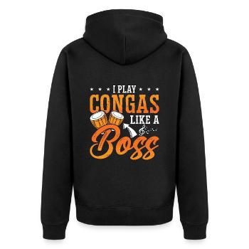 Conga I Play Congas Like A Boss Percussion Drummer - Unisex Premium Bio Zip Hoodie - Schwarz - Hinten - Nico (187cm)