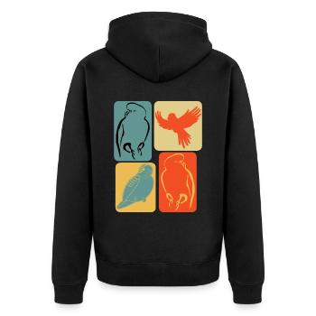 Budgerigar Vintage Budgerigars - Unisex Premium Organic Zip Hoodie - black - Back - Nico (187cm)