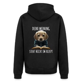 Retriever deine Meinung ist nicht im Rezept Koch - Unisex Premium Bio Zip Hoodie - Schwarz - Hinten - Nico (187cm)