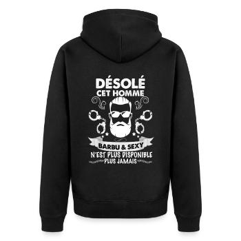 Momme barbu et sexy - Veste à capuche bio Premium Unisexe - noir - Dos - Nico (187cm)