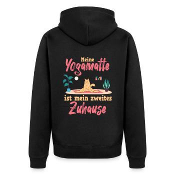 Lustiges Yoga Training Spruch Motiv - Unisex Premium Bio Zip Hoodie - Schwarz - Hinten - Nico (187cm)