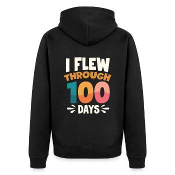 100 Tage Schule, 100 Tage Klüger, Schule - Unisex Premium Bio Zip Hoodie - Schwarz - Hinten - Nico (187cm)