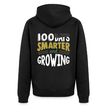 100 Tage Schule, 100 Tage Klüger, Schule - Unisex Premium Bio Zip Hoodie - Schwarz - Hinten - Nico (187cm)