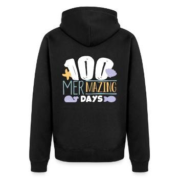 100 Tage Schule, 100 Tage Klüger, Schule - Unisex Premium Bio Zip Hoodie - Schwarz - Hinten - Nico (187cm)
