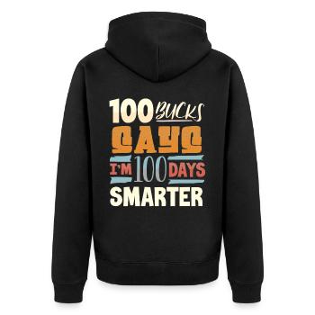 100 Tage Schule, 100 Tage Klüger, Schule - Unisex Premium Bio Zip Hoodie - Schwarz - Hinten - Nico (187cm)
