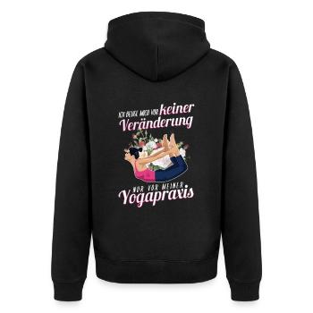 Lustiges Yoga Training Spruch Motiv - Unisex Premium Bio Zip Hoodie - Schwarz - Hinten - Nico (187cm)