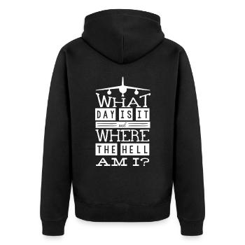 Flight attendants, for flight attendants, flight attendants - Unisex Premium Organic Zip Hoodie - black - Back - Nico (187cm)