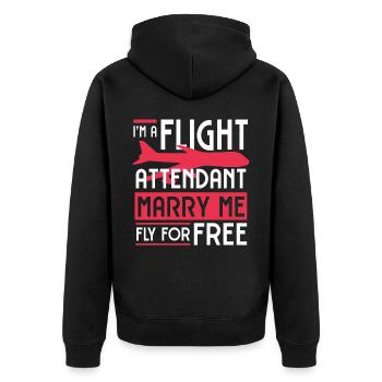 Flight attendants, for flight attendants, flight attendants - Unisex Premium Organic Zip Hoodie - black - Back - Nico (187cm)
