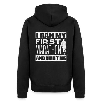 Marathon runner - Unisex Premium Organic Zip Hoodie - black - Back - Nico (187cm)