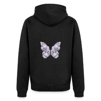 Schmetterling aus Blumen Insekt Schwarm Falter - Unisex Premium Bio Zip Hoodie - Schwarz - Hinten - Nico (187cm)