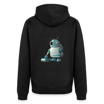Saugroboter reinigt den Boden Staubsaugroboter - Unisex Premium Bio Zip Hoodie - Schwarz - Hinten - Nico (187cm)