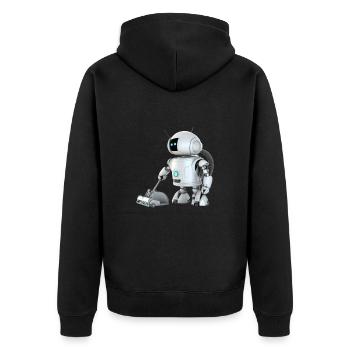 Saugroboter reinigt den Boden Staubsaugroboter - Unisex Premium Bio Zip Hoodie - Schwarz - Hinten - Nico (187cm)